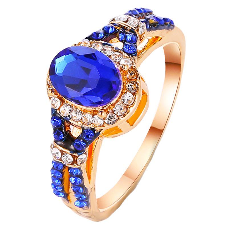 Elegant Blue Zircon Diamond Ring - Classic Women's Hand Jewelry