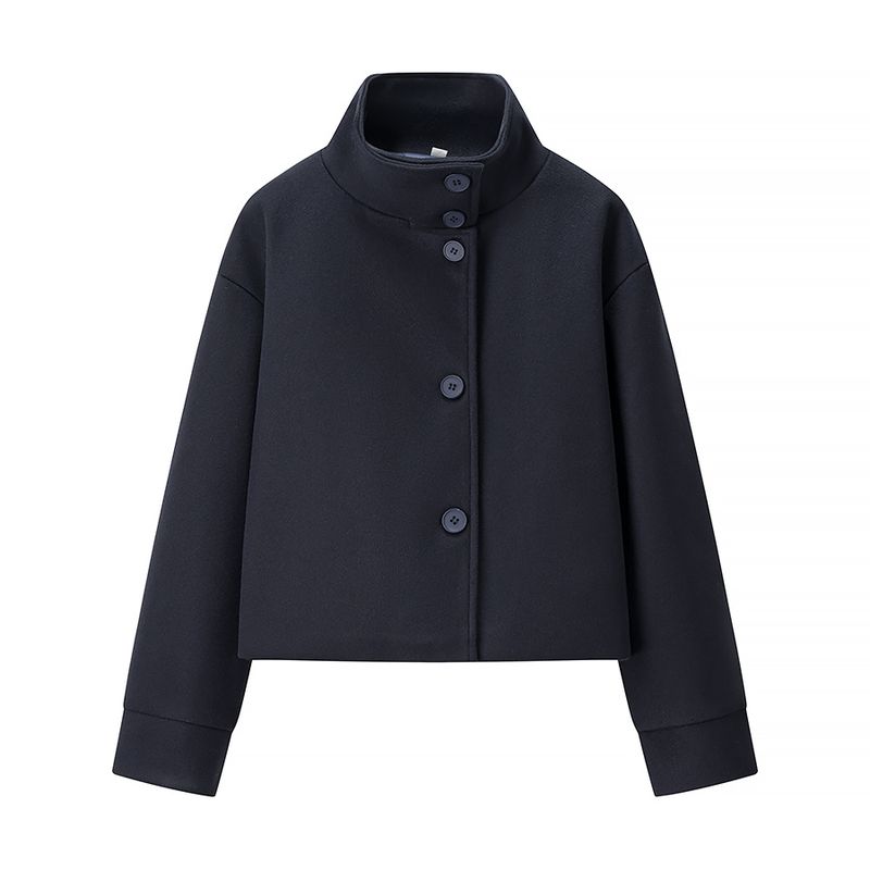 Kaslead New Arrival Women's Clothing Fashion Style Fashion All-Match Stand Collar Breasted Woolen Short Outwear