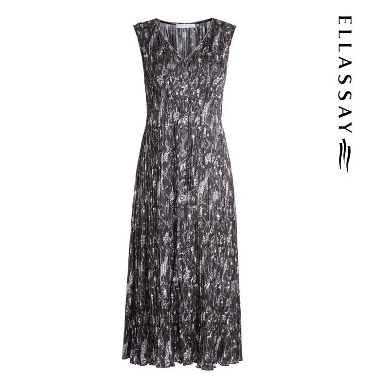ELLASSAY EWE352Y12100 Pleated A-line Midi Dress