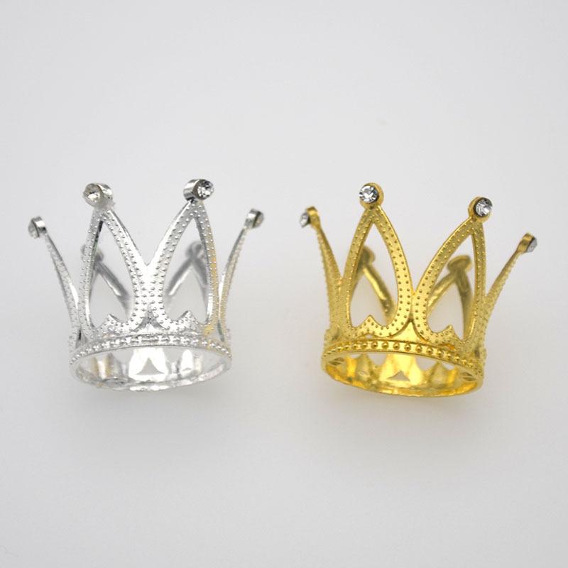 Factory Direct Supply Birthday Cake Baking Decoration Zinc Alloy Children's Small Round Crown Mini Crown Ornament In Stock