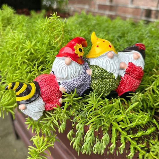 Julnisse Hyllsittare Staty Bordshörn Hängande Fyra Ansiktslösa Dvärgdekoration Julparty Hartsfigur Hem Kontor Ornament