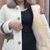 Lambswool Faux Fur Lined Loose Fit Mid-Length Women's Winter Coat, 2025 Autumn/Winter Collection