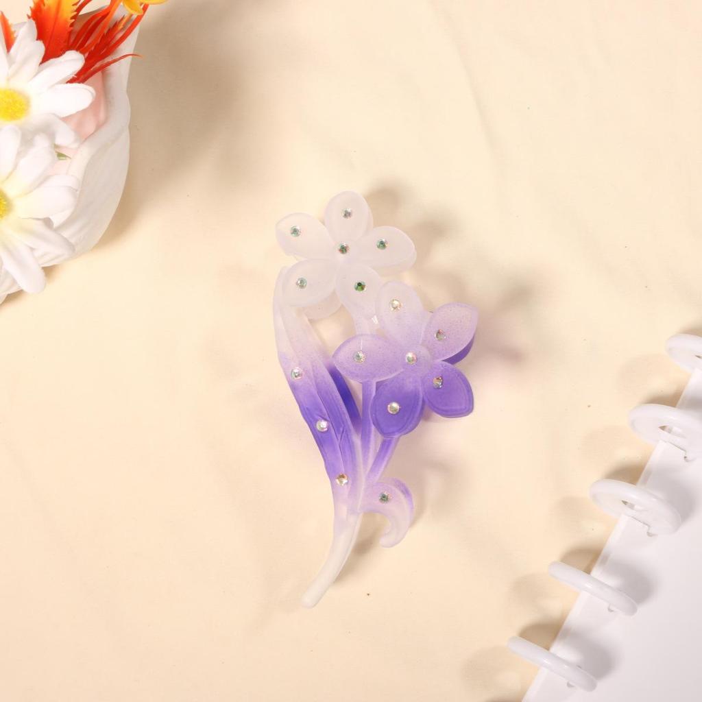 Luxury Gradient Hair Clip: Sparkling Diamond Flower Updo for Women & Gender Fluid Styles