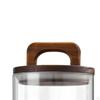 Clear Glass Storage Container with Wooden Lid for Tea, Food, Candy, Coffee, Sugar
