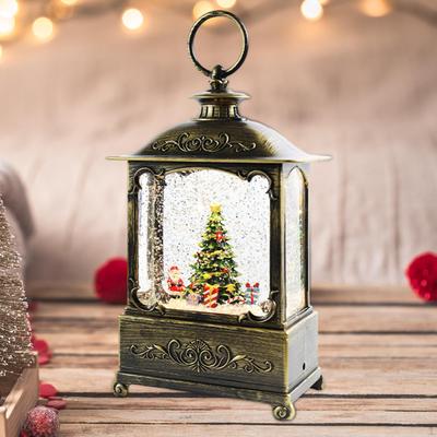 Christmas Music Box Desktop Figurine Lantern Creative Lights Tabletop Ornament Musical for