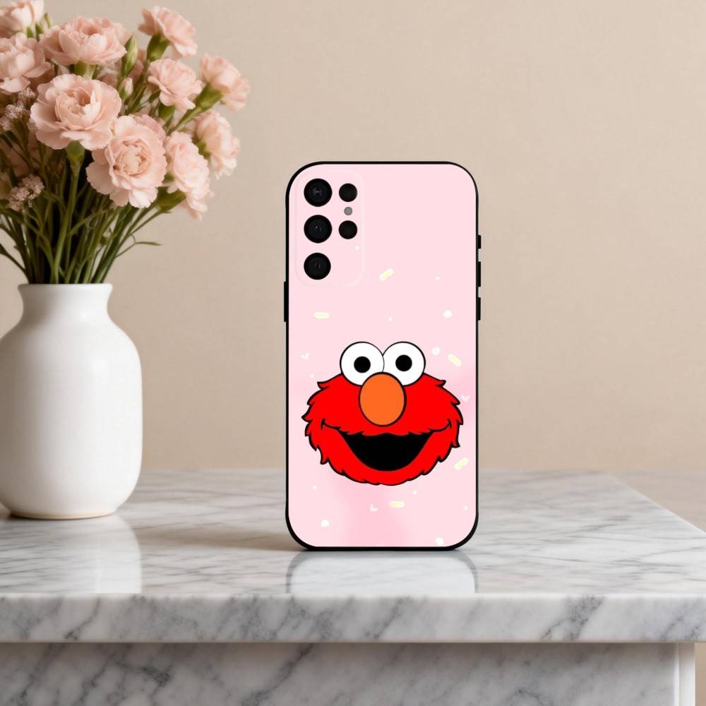 C-Cartoon R-Red Cute A-Elmo-O  Phone Case For Samsung S25,24,23,22,30,21,10,9,Ultra,Plus,Lite,FE,4,5 G Soft Black Case