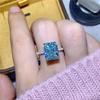 Moissanite Mint Green Irregular Ice Flower Ring