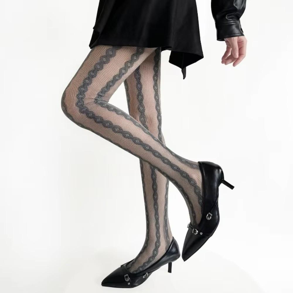 Personality Thin Floral Lace Tights Sexy Breathable Hollow Out Pantyhose High Elastic Silk Pantyhose Daily Wear