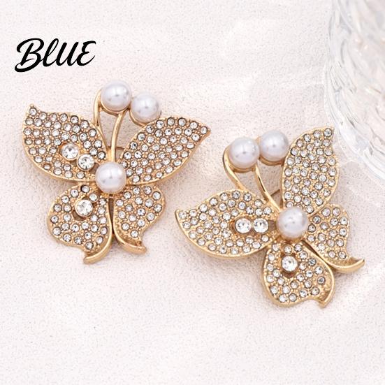 Rhinestone Brooch Pin Women Butterfly Pin, Shape Lapel with Dress Faux Pearls Rhinestones, Jewelry Accessory for Dresses Coats Jackets Decorative