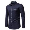 Men's Casual Fashion Lapel Long Sleeve Shirt Men's Flower Print Color Block Long Sleeve Shirt