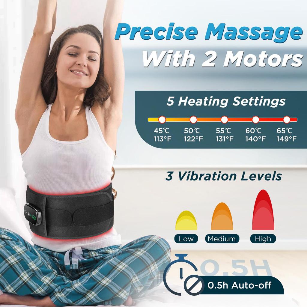 Intelligent Red Light Heated Waist Massage Belt with Lumbar Support