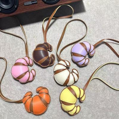 New Cute Croissant Pendant Bag Accessories Pu Novel and Versatile Wholesale