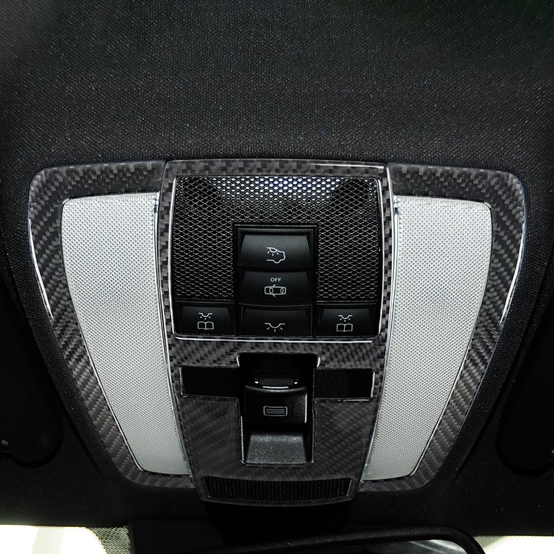 Car Accessories Roof Front Reading Lamp Light Frame Trim For Mercedes Benz C Class W204 2007-14 Carbon Fiber Decoration Stickers