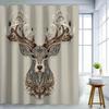 A Vintage Deer Head Shower Curtain, Artistic Decoration, Christmas Shower Curtain, Includes 12 Hooks, 180*180Cm Bathroom Curta