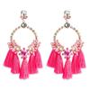 Women's Earring Exaggerated Flowers with Diamonds Tassel Acrylic Earrings Bohemian Temperament Female Earrings