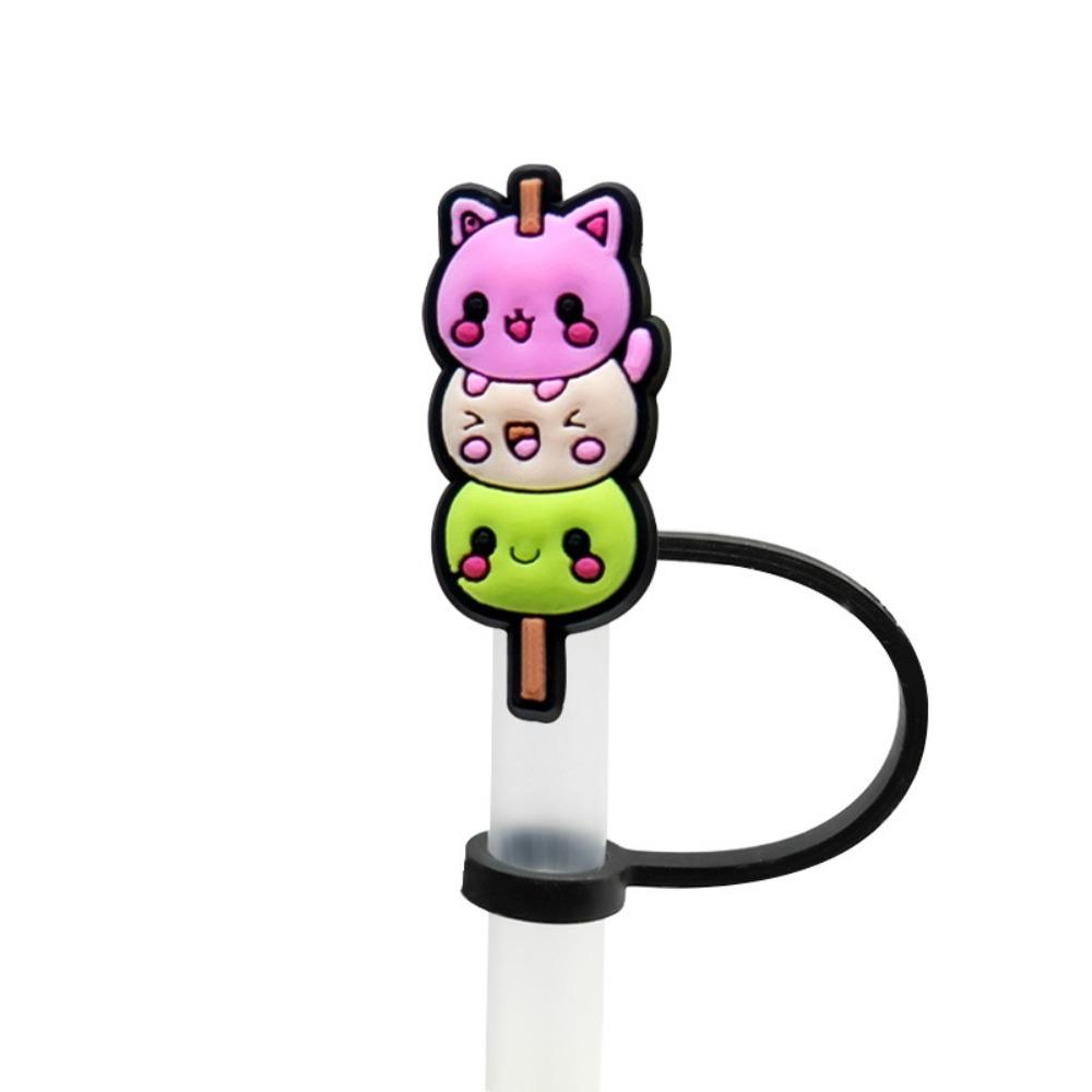 2Pcs Sweet Heart Leopard Print Silicone Straw Cap Dustproof Splashproof Rainbow Straw Cover Tips Straw Decoration For 7-8mm