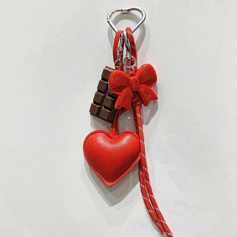 Fashionable Retro Bow Heart Bag Charm Y2K Ins Style Woven Rope Keychain Pendant Girly Trendy Car Key Holder Gifts
