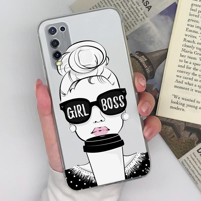 

Роскошные прозрачные чехлы для защиты объектива для Vivo Y67 Y73 Y55 Y91C Y91 Y78 Y75 Y50 с узорами для милых девушек, мягкий силиконовый противоскользящий чехол для Vivo Vivo Z6