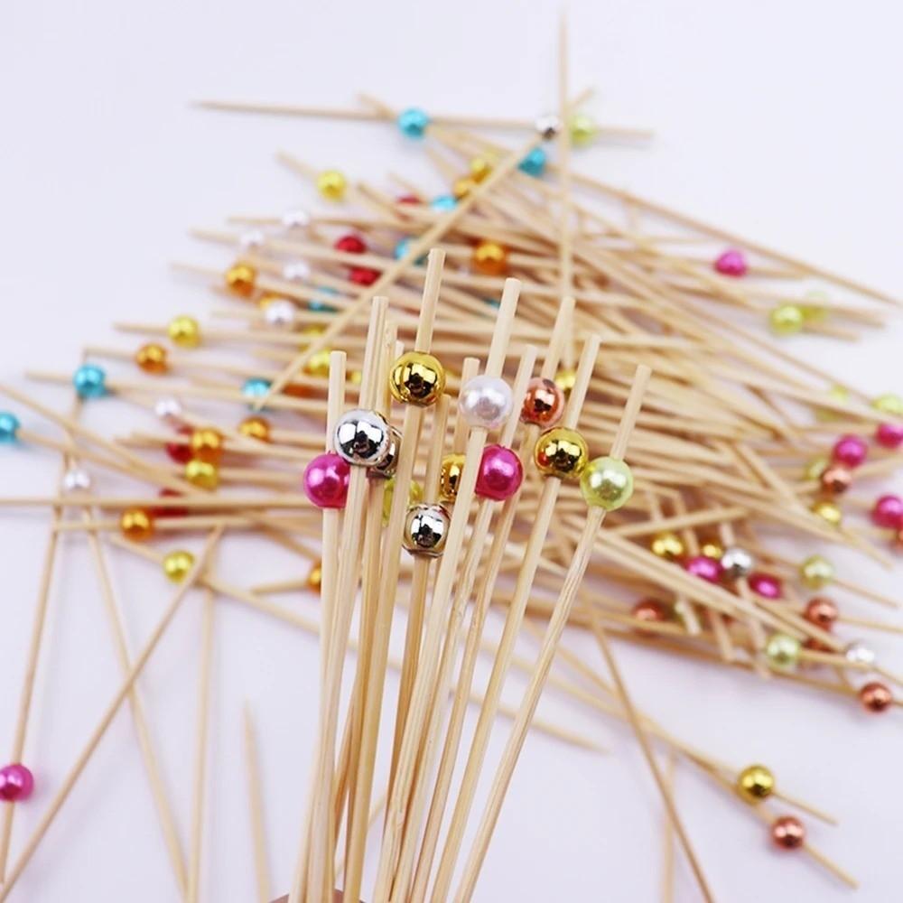 100pcs Versatile Bamboo Food Picks Disposable Fruit Sticks Decorative Dessert Sticks  Wedding Party