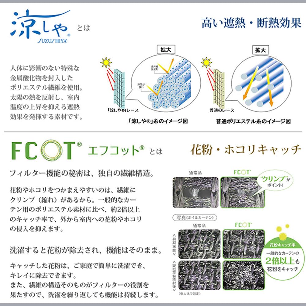 Antibacterial and Deodorizing Mirror Lace Made with Teijin Special Ecolier Nordic 100cm Wide X 208cm Set of 2 Kaei-lace Japanese-made Curtains,