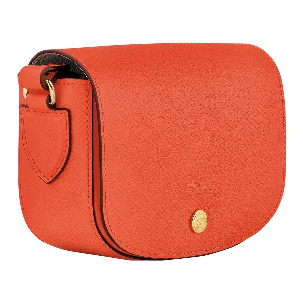 Longchamp Épure Le Pliage Series Snap Closure Adjustable Shoulder Strap Calfskin Saddle Bag Mini Women Shoulder Bag Orange 10165HYZ017