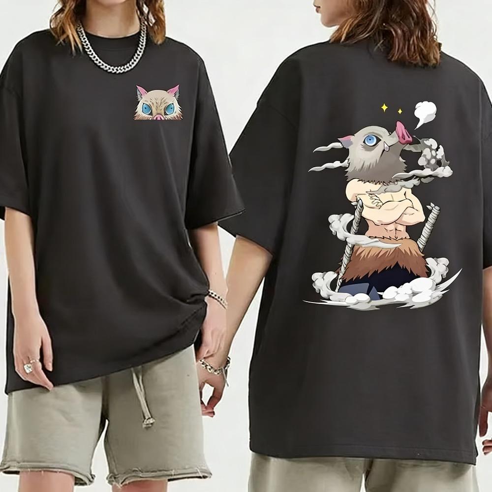 Plus Size Demon Slayer Anime Printed Unisex Women Summer Tshirt Casual Parent Child Top Fashion Harajuku Style Street Wear Y2K