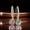 Small Round Stone Luxury Crystal Dangle Earrings For Women Vintage Silver Color White Zircon Drop Earring Trendy Wedding Jewelry