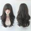 Lange Lockige Haare Damen Perücke mit Pony Täglich Braun Schwarz Rosa Lolita Cosplay Geflochtene Perücken Hitzebeständige Faser Party Kunsthaar