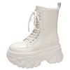 Punk Super High Platform Boots Women Chunky Heels Lace Up Motorcycle Boots Woman Black White Thick Bottom Ankle Booties Female