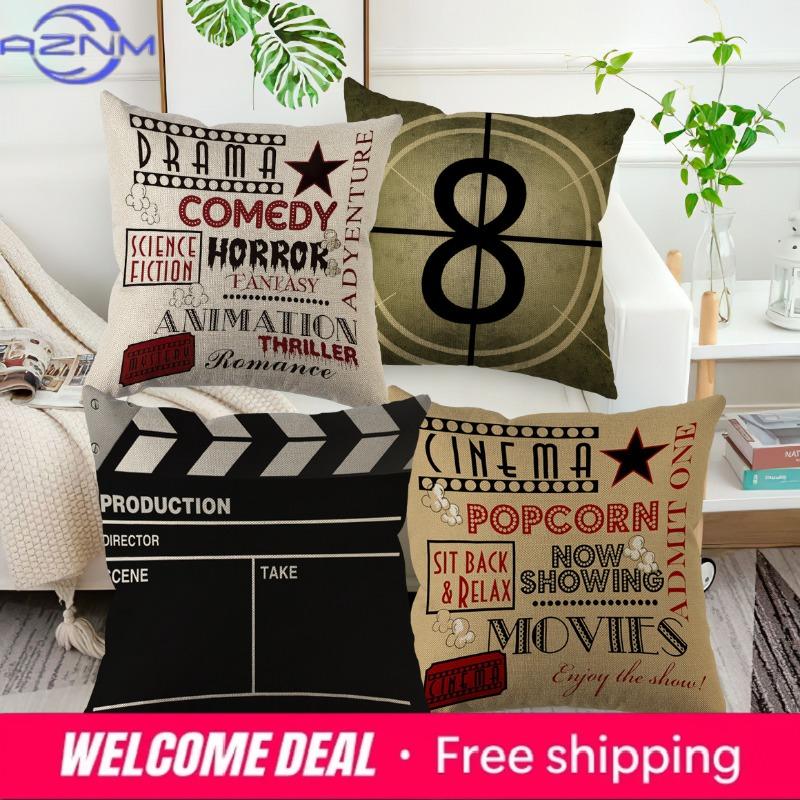 Cinema Ticket Printed Pillow Cover Linen Cushion Case Nordic Simple Sofa Pillow Case No Pillow Core Xcm One Sides