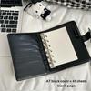 Kawaii Kitty A7 Retro Small Notebook Black Faux Leather Binder Portable Diary Set With Card Holder Student Stationery Supplies