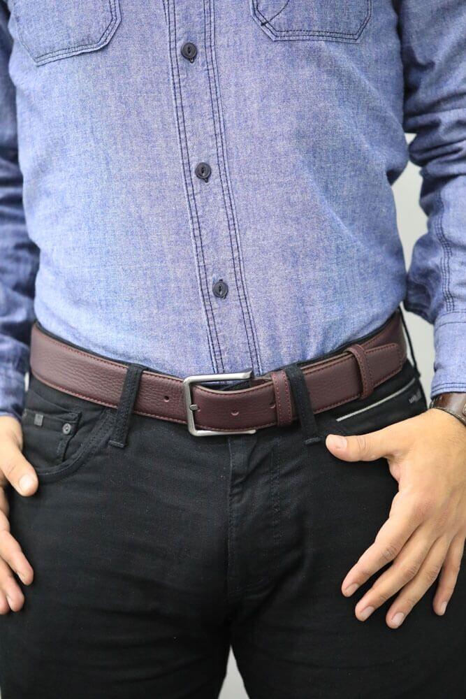 

Guard Matte Leather Men s Belt 4 Cm - Claret Red 36 кларет/красный
