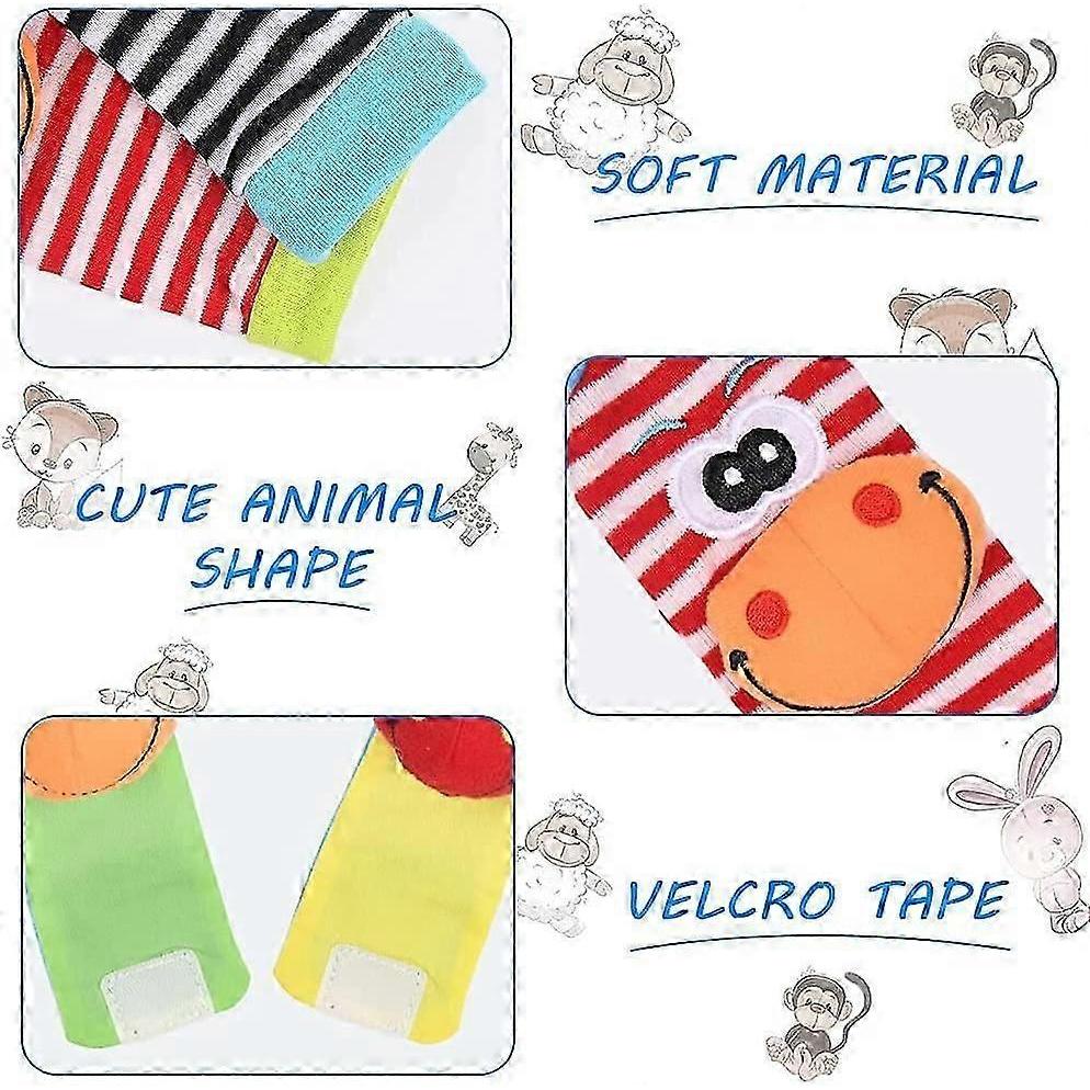 Baby Wrist Rattle,4pcs Baby Wrist Rattle and Socks Rattle Strap Rattles and SocksFoot Finder Developmental Toys Gift for Toddlers Boys Girls (Donkey)