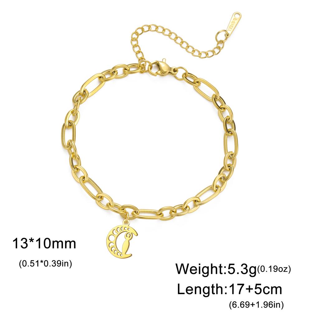 LIKGREAT Classic Crescent Triple Moon Goddess Bracelets Stainless Steel Wicca Hecate Fertility Amulet Jewelry Lucky Women Gifts