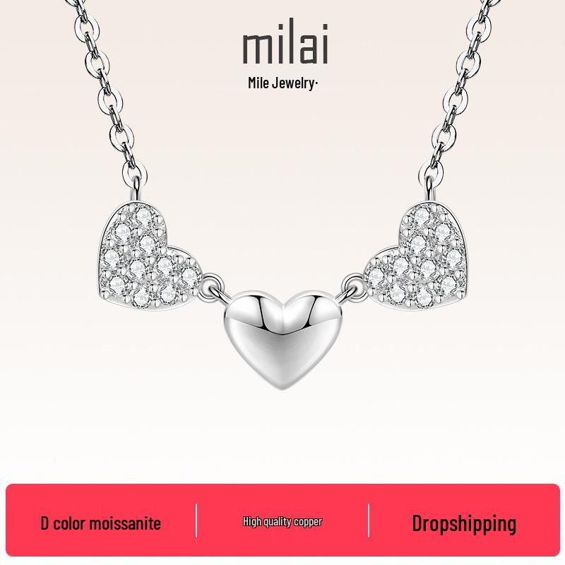 

Timeless Heart-Shaped Moissanite Necklace for Women - Elegant, Light Luxury, Electroplated Copper Design. Yellow Classic