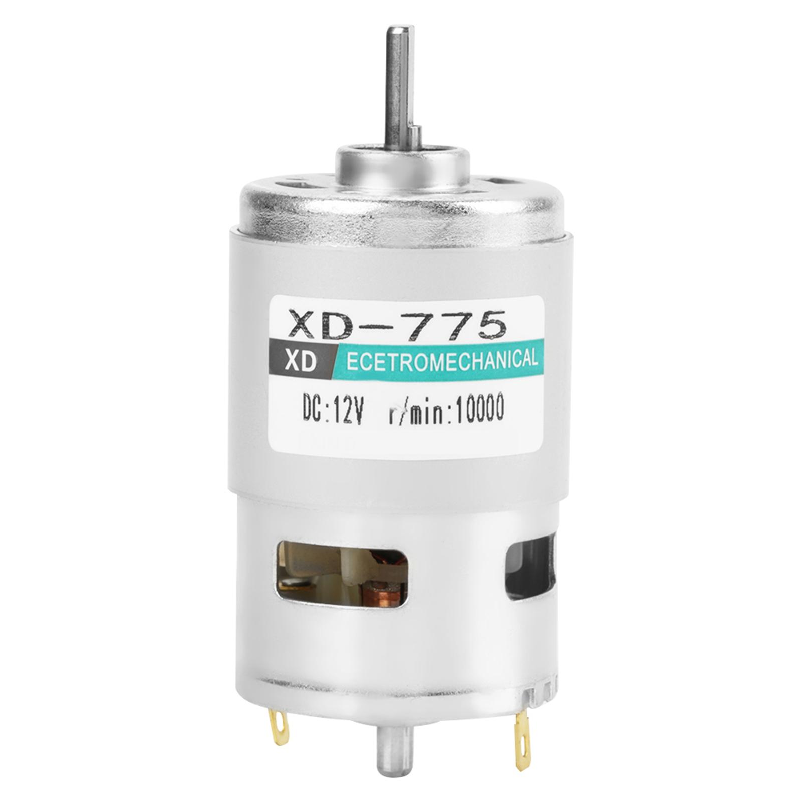 Moteur à balais XD-775 12V Haute Vitesse Faible Bruit Double Roulement (12V 10000 tr/min)