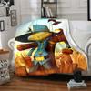 Cartoon Scarecrow Crow Wheat Field Print Flannel Throw Blanket Soft Warm Blanket for Sofa Couch Bed Home Decor