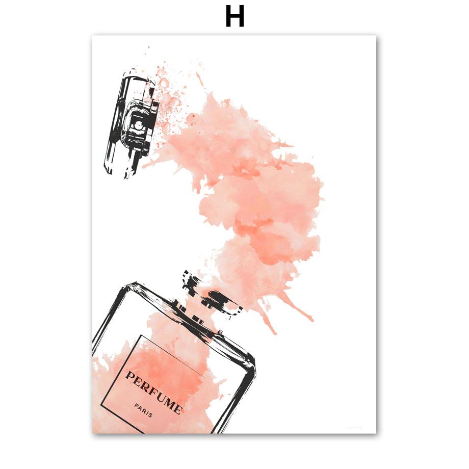Pink Flower Paris Perfume Girl Lip Eyelash Wall Art Canvas Painting Nordic Posters And Prints Wall Picture For Grils' Room Decor