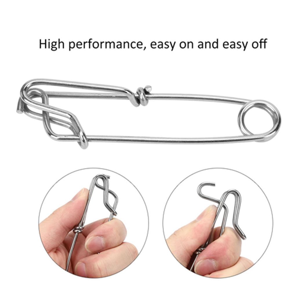 10 PEZZI Moschettone a Scatto Longline in Acciaio Inossidabile 2.6x100mm Clip Robusta per Tonno per Pesca in Acqua Salata/Dolce Tackle per Linea Galleggiante