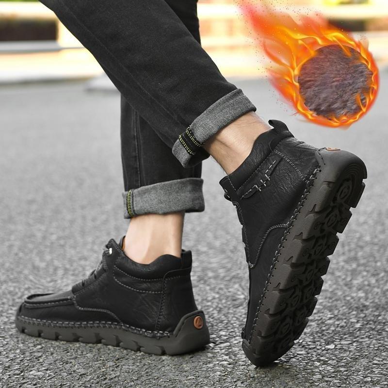 Handgemachte Stiefel aus Spaltleder für Herren, bequeme Stiefeletten für Herren, Freizeitschuhe, große Werkzeugschuhe
