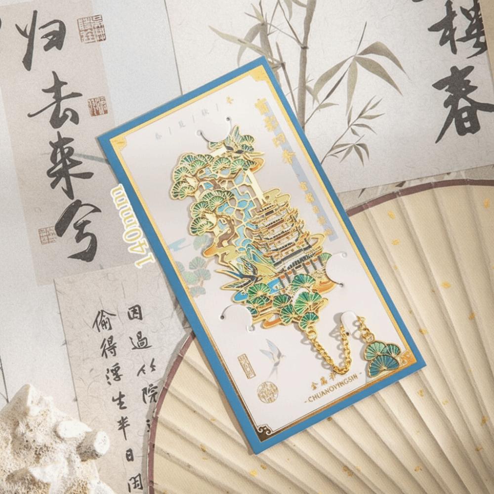 

Creative Metal Metal Bookmarks Tassel Pendant Book Clip Chinese style Painted Reading Tool Student Gift