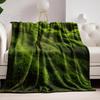 Green Vegetation Botanical Print Throw Blanket - Nature Plant Art Motif Soft Lightweight Accent for Sofa Bed Travel Office Gift