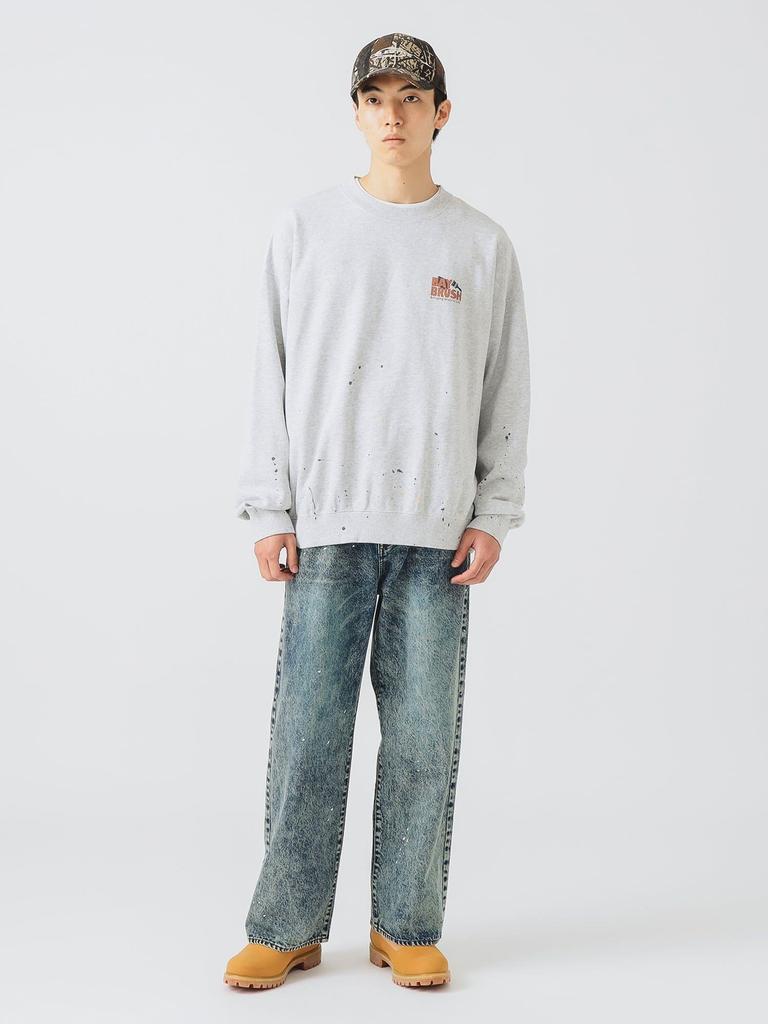 Beams Heart Herren Sweatshirt mit Bemalung, Grau, Größe S