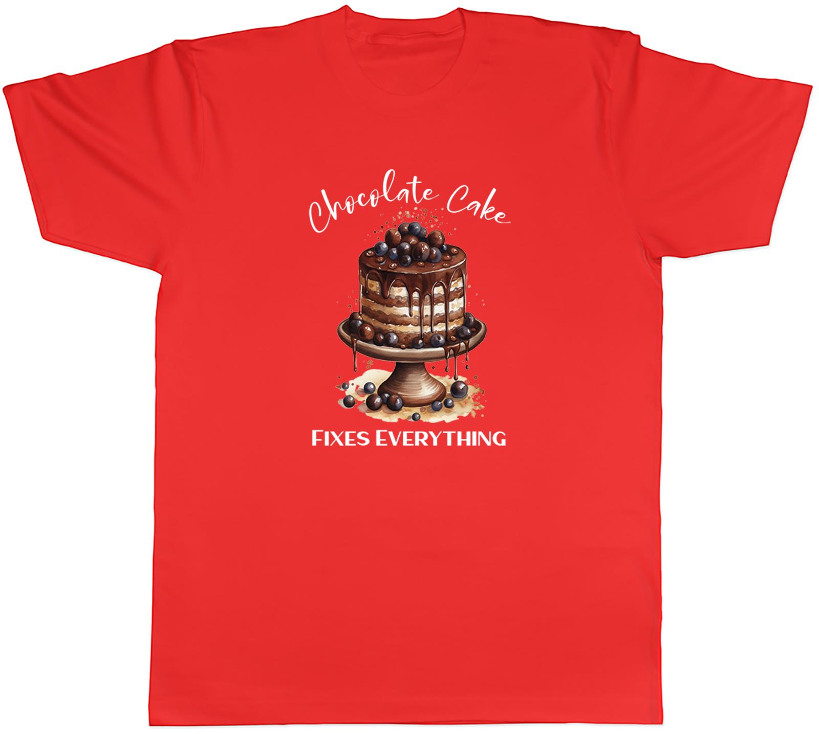 Funny Unisexs TShirt Chocolate Cake Fixes Everything Tee Gift S