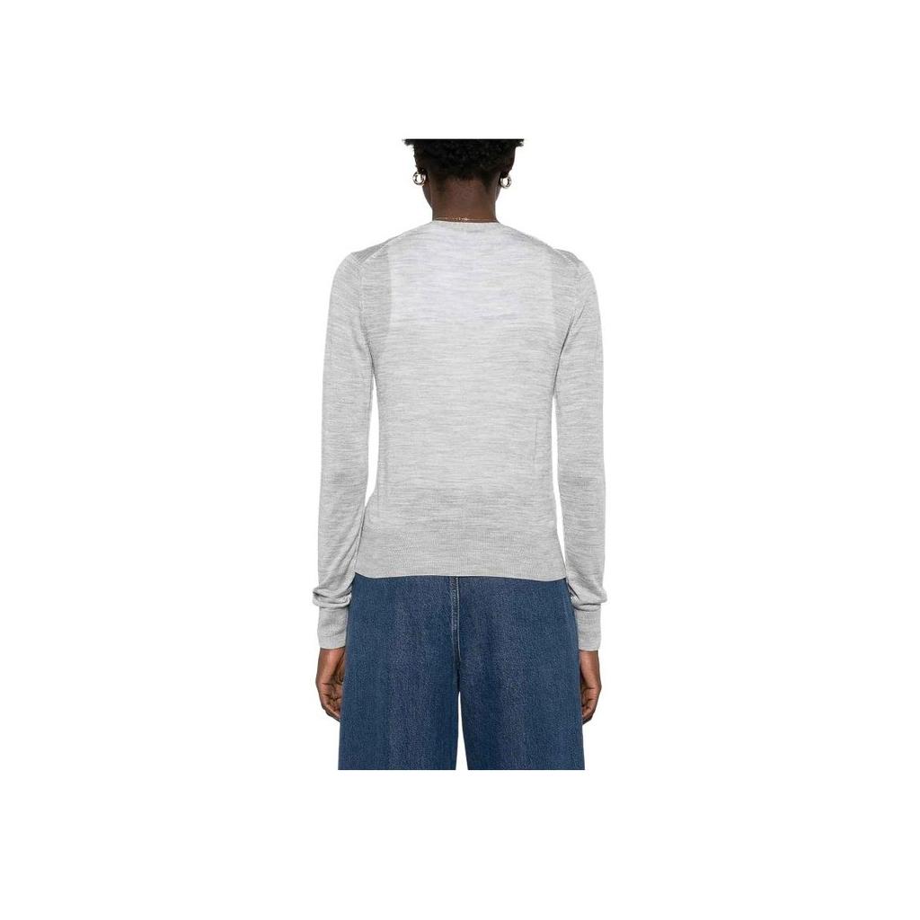 Calvin Klein Solid Color V-Neck Single-Breasted Long Sleeve Knit Sweater Women Tops Gray K20K207935-P68