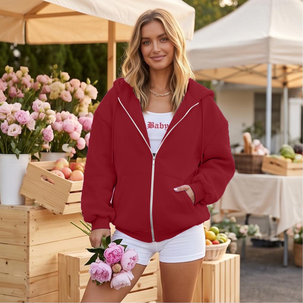 Women's Hoodie with Zipper Long Sleeve Pullover Sweatshirt for Fall and Winter