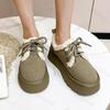 Damen Retro Einfarbig Warm Verdickt Flauschig Niedrige Sohle Freizeit Schuhe Winter Mode Vielseitig Plüsch Bequem Klobig Baumwolle Schuhe