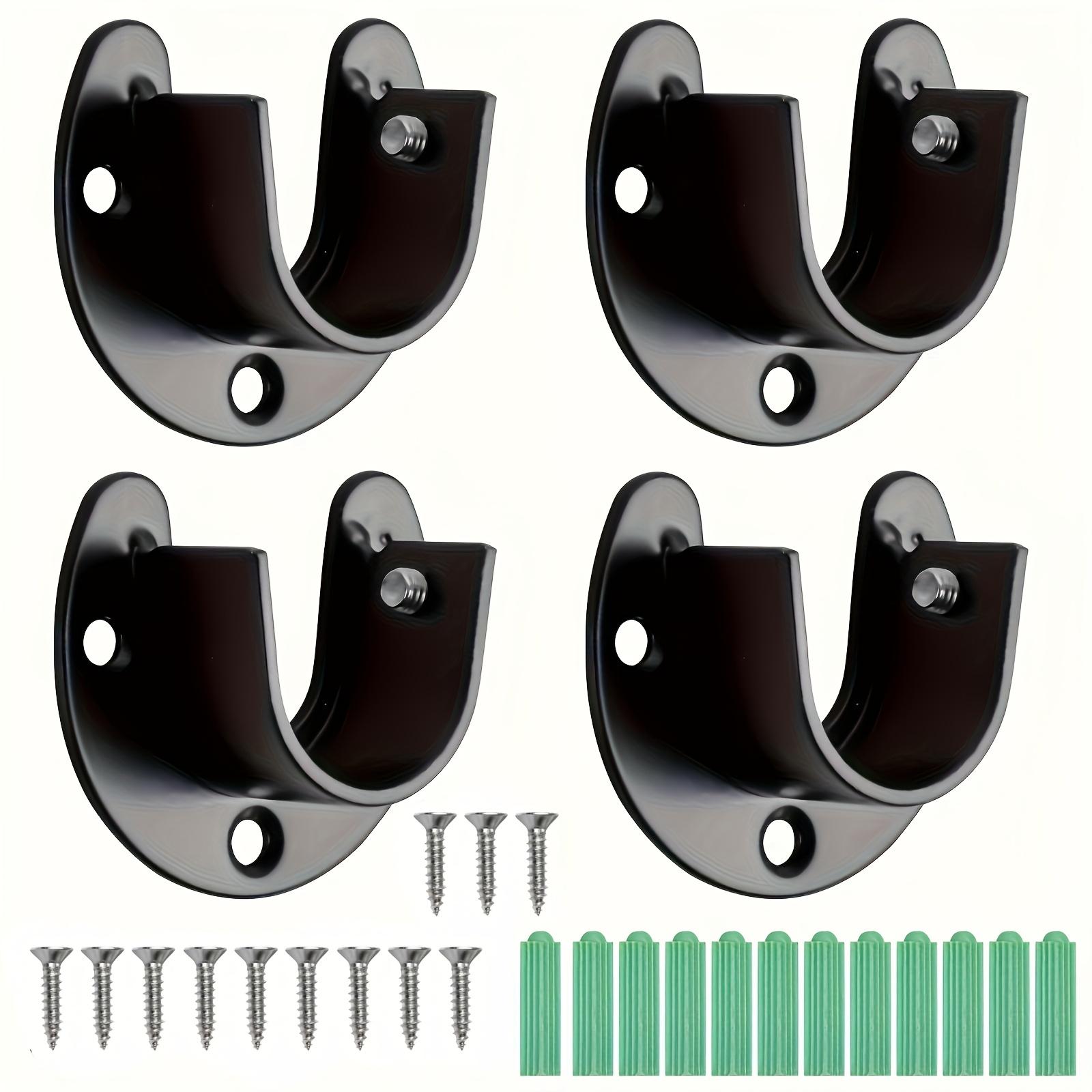 

[Стальной кронштейн]4 шт. Кронштейн U-образной формы из нержавеющей стали для штанги в шкаф | 25 мм, Черный, для гнезд для штанг в шкаф, концевые опоры для штанги в гардероб, держатель для карниза 4pcs Brackets(with Screws)