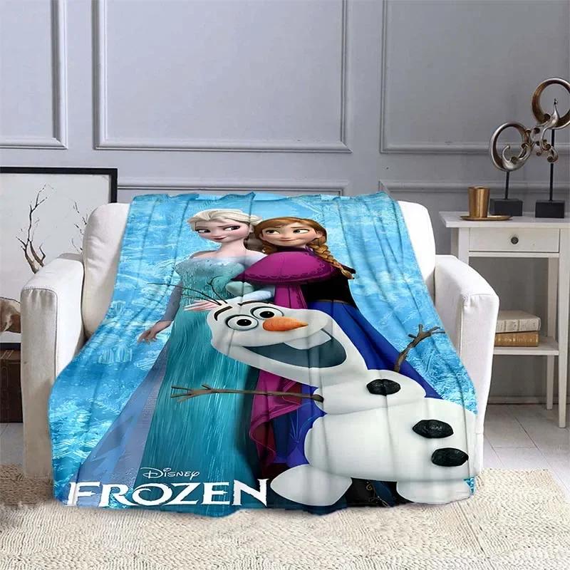 Disney Frozen Elsa Princess Blanket for Sofa King Size Cute Soft Flannel Throw Fluffy Bed Blanket New Born Winter Blanket Gift