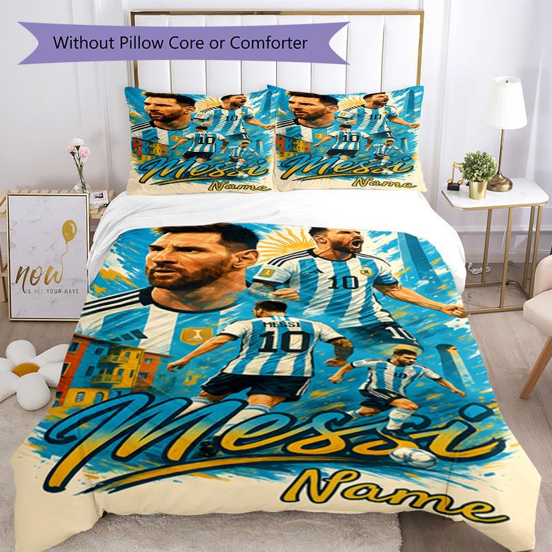Messi Personalizza il tuo nome Set Biancheria da Letto Copripiumino Traspirante con Federe Decorazione per la Casa Regalo di Compleanno